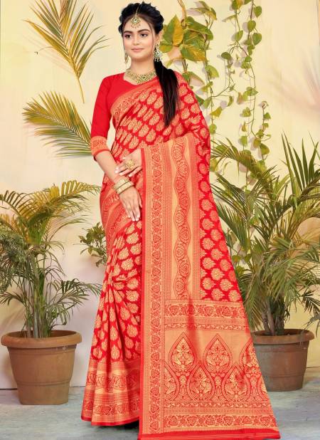 Red Colour Santraj New Exclusive Wear Heavy Silk Saree Collection 2021